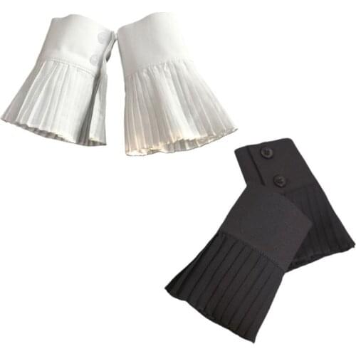 Korean Retro Wrinkled Pleated Flare Sleeve False Cuffs Solid Color Sweater Decorative Detachable Wristband Clothing Accessory