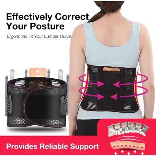 Posture Corrector Support Magnetic Back Support Brace Belt Lumbar Lower Waist Double Adjustable PainRelief For Men Women