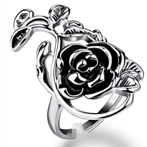 Fashion Rose Flower Leaf Vine Design Ring Wedding Floral Rings For Women Gifts Personality Jewelry Antique Jewelry