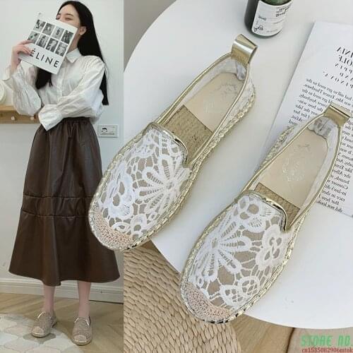 2021 New Espadrilles Womens Fashion Flat Shoes 2021 Sapatos Flax Ballet Chaussure For Espadrille Comfortable Slippers 35-43