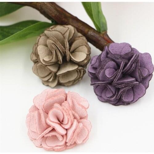 New Arrival 20PCS Handmade Wool Leather Rose Flower Button Crafts Fit for Girls Hair Jewelry Heaband Garment Handbag Decor