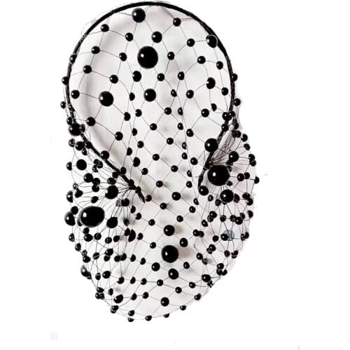 New Headband Veil for Bridal Crystal Beaded Birdcage White Face Net Mask Hair Accessorie Veils Charming Wedding Fascinator