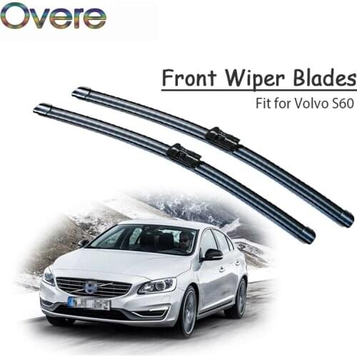 Overe 1Set Rubber Car Front Wiper Blade Kit For Volvo S60 2018 2017 2016 2012-2000 Windscreen Wiper Original replace Accessories