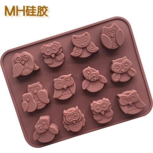 By dhl 100pcs 3D Owl Shape Ice cubes Chocolate Molds Pudding Cookies Fondant Cake Silicone Mold