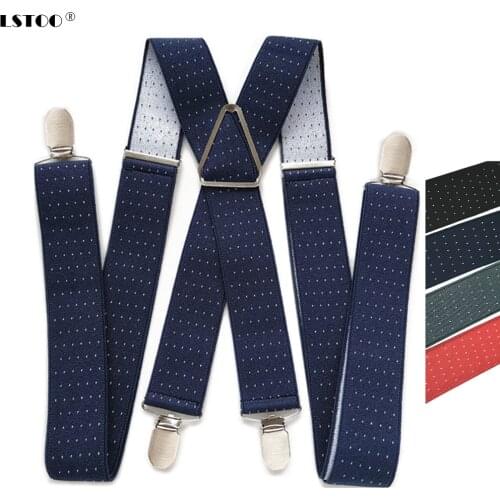 3.5CM Width Dot Printed Mens Suspenders High quality 4 Clips Suspensorios Adjustable Elastic Braces Plus Size Women Party Wear