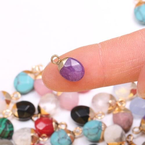 Pendant Natural Small Tangent Plane Oblate Semi-precious Stones For Woman Women Girl Jewelry Making DIY Necklace Size 8x13 mm