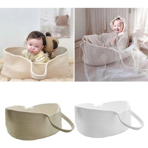 Portable Baby Moses Basket Carrier Cotton Rope Woven Crib Newborn Sleeping Bed Cradle Bassinet Nursery Decor