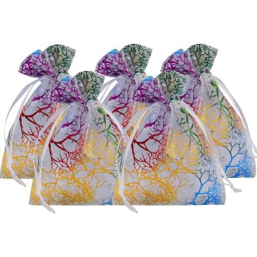 Festive Party Supplies Event Bronzing Coral Gauze Yarn Candy Packaging Pocket Bag Jewelery Pouches Bundle Pockets 100pc/lot