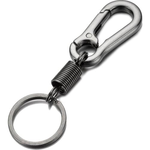 Keychain Simple Strong Carabiner Shape Keychain Climbing Hook Key Chain Rings Stainless Steel Man Gift Car Key Holder
