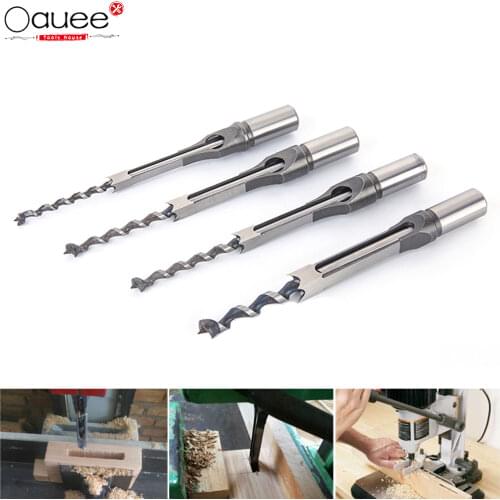Twist Drill Bits Square Auger Woodworking Drill Tools Set Square Auger Mortising Chisel Drill Set Square Hole Extended Saw