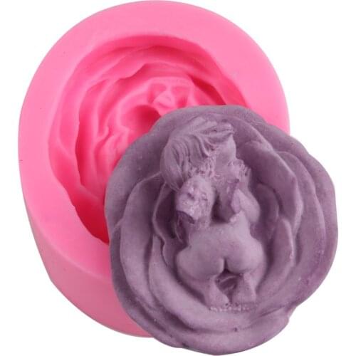 Sleeping Baby On Flower 3D Silicone Soap Molds Resin Plaster Clay Crafts Making DIY Soap Form Fondant Cake Chocolate Baking Tool