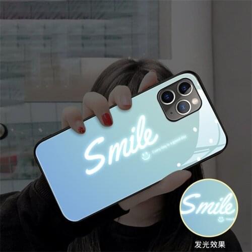 Incoming Call Glowing Led Flash Lighting Shine Smile Cartoon Case For iPhone 6 6s 7 8 Plus X XR XS Max 11 12 Pro Max mini Cover