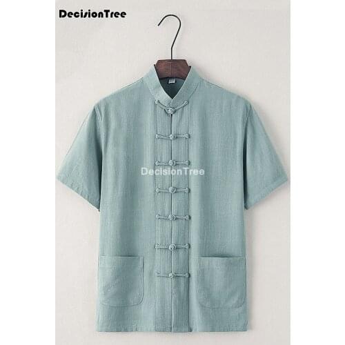 2021 traditional chinese clothing for men vintage collar linen shirts tang suit hanfu china style top chinese men clothes
