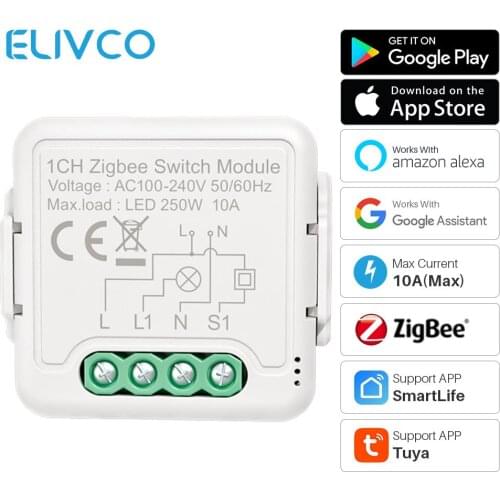 Zigbee Tuya Smart Light Switch Module Smart Home Breaker Two Way Control SmartLife APP Works With Google Assistant Alexa