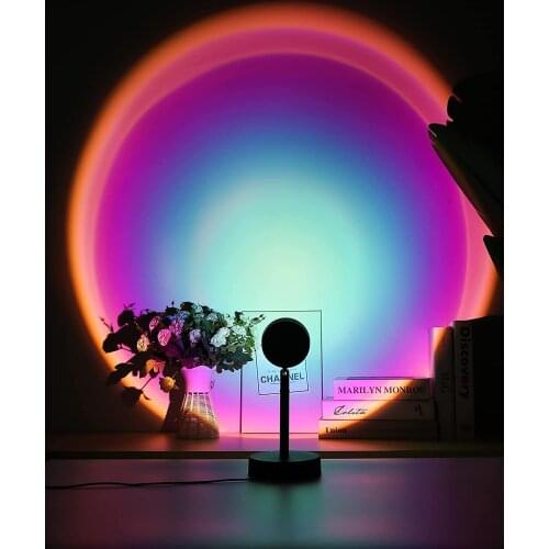 Rainbow Sunset USB Projector Lamp Led Night Light Sun Projection Desk Lamp for Bedroom Bar Coffee Store Wall Decoration Lighting