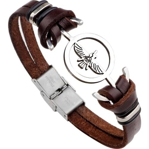 Eagle Animal Design Vintage Fashion Cuff Bangle Retro Leather Bracelets Women Men Jewelry