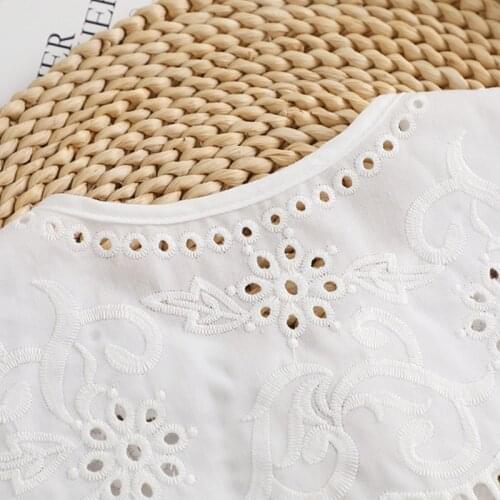 K3NF Fashion Fake Blouse Collar Neckline Women Cotton Detachable Neckband with Lace Edge for Dress Decororation
