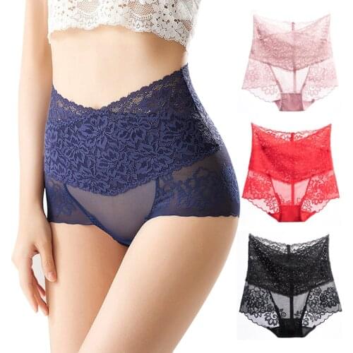 High Waist Lace Panties Women Seamless Underwear Slimming Tummy Control Briefs Sexy Plus Size Shapers Lingers Lingerie Knickers
