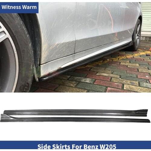 W205 Carbon Fiber Side Skirt apron for Benz W205 C180 C200 C300 2 door Car Side Bumper Skirts 14-18