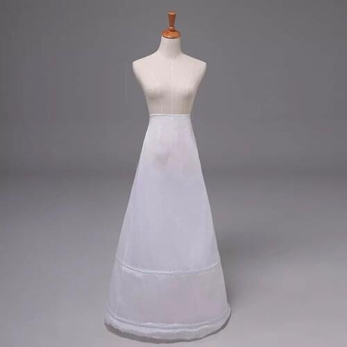 Women 2 Hoop Petticoats Silm Line Skirt Slips Floor Length Underskirt for Wedding Dress Evening Gown Bridal White CQ049