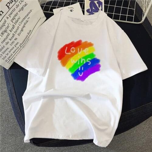 Summer New Funny Love Pattern T-shirt Printed Chic Harajuku Neck Casual Retro Top Womens Fashion T-shirt