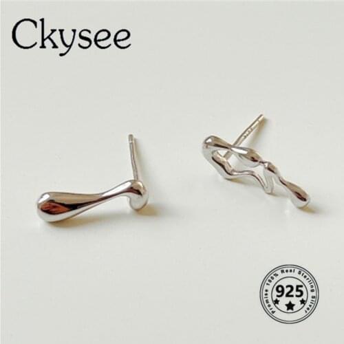 Ckysee New Design S925 Sterling Silver Asymmetric Earring For Women Abstract Symbol Drop Earrings Fashion Jewelry Gifts