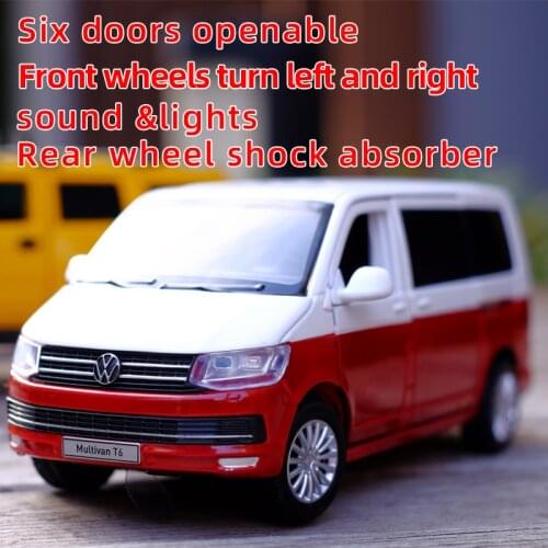 1/32 Multivan T6 Business Metal Alloy Diecast Car Model Miniature Model With Sound Light Model Gift Toys For Childrens Vehicle
