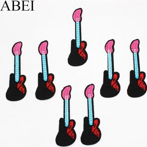 10pcs/lot Cartoon Patches Embroidered Iron On Guita Appliqued Jeans Coat Stickers DIY Handmade Pathwork Garment logo Accessories