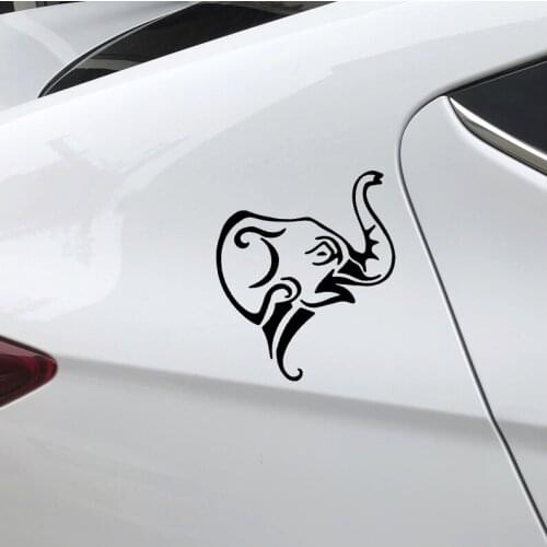 12.5CM*15.3CM Elephant Head Decor Car Sticker Car Trunk Accessories Vinyl Decal Black/Silver N1044