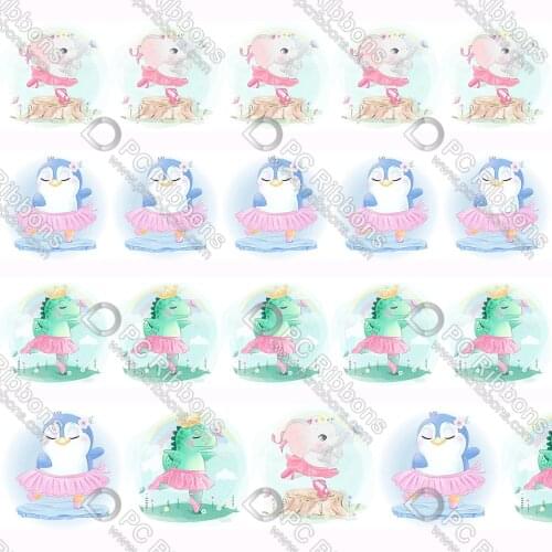 16-75MM Animal&Ballet Girl Printed Grosgrain&Sati& Foe&Lanyard DIY Handmade Materials Christmas Wedding Gift Wrap Tape 50yards