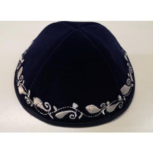 19/20CM VELVET EMBROIDERED JEWISH YARMULKE KIPPAH KIPPOT