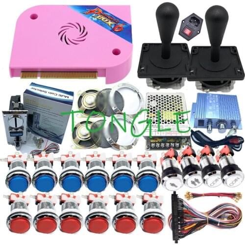2 Player Original Pandora Box 6 Kit Copy SANWA Joystick,Chrome LED Push Button for DIY Arcade Machine Home Cabinet with Manual