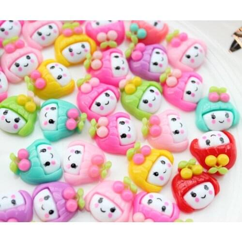 250pcs cherry Hair little Girl Resin Cabochon Flatbacks Flat Back Scrapbooking Girl Hair Bow Center Crafts Making