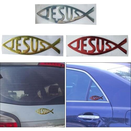 3D Car Jesus Fish Chrome Metal Decal Emblem Sticker Religious Reusable