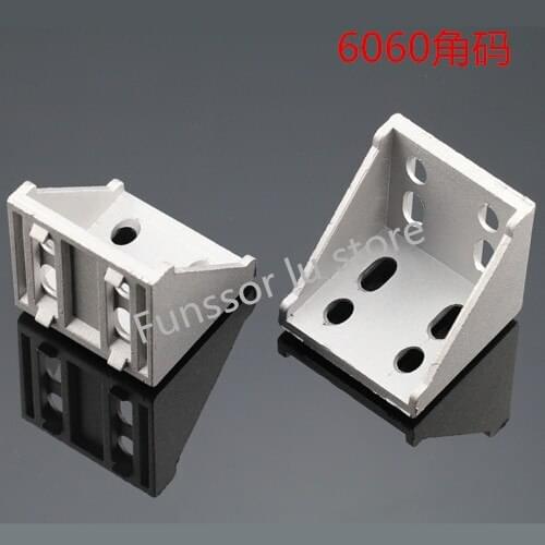 5pcs/lot 6060 corner fitting angle aluminum L connector bracket fastener match use 6060 industrial aluminum profile