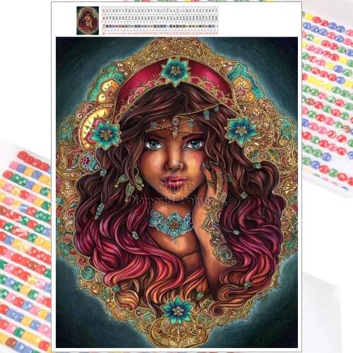 5D DIY Diamond Painting African Girl Fantasy Cartoon Full Square Round Handmade Mosaic Embroidery Cross Stitch Home Decor Gift