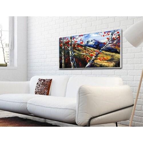 Abstract canvas painting mural prints posters modern scenery decorative picture Trees and mountains home art decor