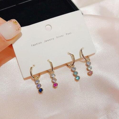 2020 New Fashion Rainbow Colorful Cubic Zircon Hoop Earrings Set Fashion 4-piece Ear Sets Jewelry For Women Party Gifts