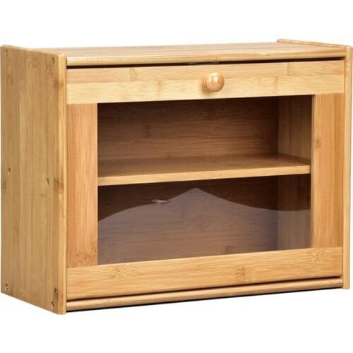 Bamboo Bread Box With Cutting Board Detachable Storage Bin Case Big Food Container Drawer Factory Customized Kitchen Organizer