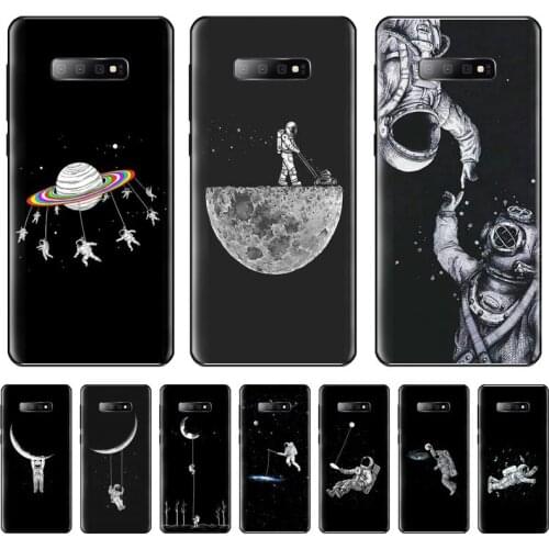 Space Moon astronaut Phone Case For Samsung galaxy S 7 8 9 10 20 edge A 6 10 20 30 50 51 70 note 10 plus