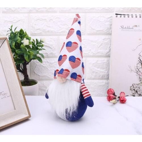 Patriotic Veterans Day Plush Dwarf Doll Home Decoration