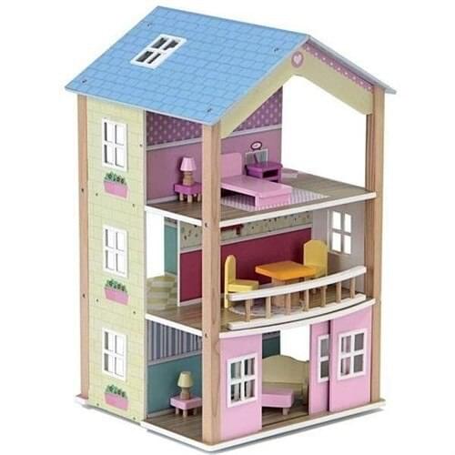 Toy home-Wood 3 Ply 360 Degree Rotating Home