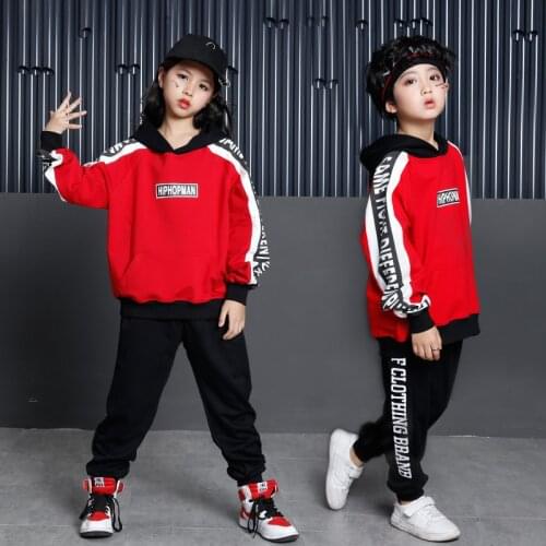 Kids Cool Hip Hop Dance Costumes for Girls Boys Sweatshirt Tops Jogger Pants Jazz Hoodies Clothing Ballroom Dancing Clothes Wear