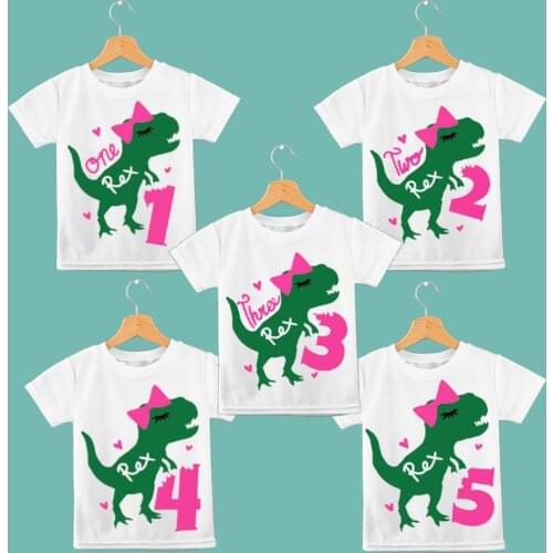 Dinosaur girl one two three four five 1st 2nd 3rd 4th 5th first second third fourth fifth dino birthday party decoration gift