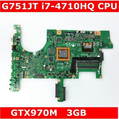 G751JT With i7-4710HQ CPU GTX970M 3GB Mainboard For ASUS ROG G751 G751J G751JY G751JT G751JM G751JS laptop motherboard 100% Test