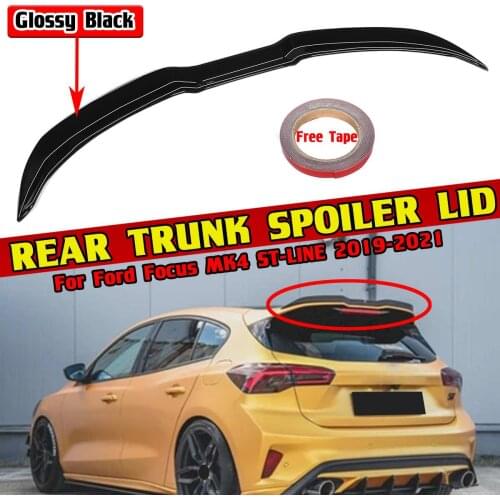 Black/Carbon Fiber Look Car Rear Trunk Spoiler Wing Lip For Ford For Focus MK4 ST-LINE 2019-2021 Rear Roof Lip Wing Spoiler