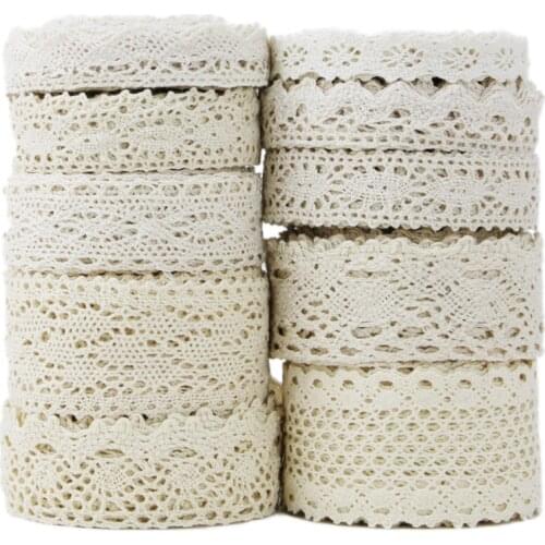 Cotton Lace Ribbon Beige DIY Handmade Wedding Party Craft Gift Packing Patchwork Crocheted Lace (5 meters/lot)
