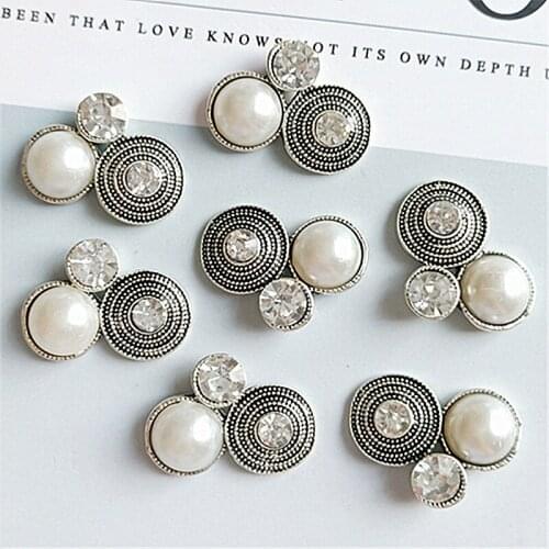 Pearl Inlaid Diamond Retro Alloy Pendant Headdress Diy Hair Accessories Footwear Handmade Jewelry 10PCS/LOT