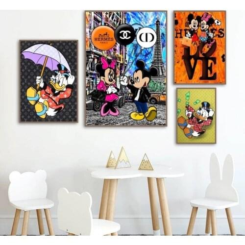 Mickey Mouse Donald Duck Classic Anime Disney Wall Art Canvas Painting Nordic Cartoon Poster Prints Pictures Baby Bedroom Decor
