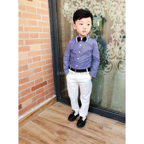 Kids Wedding Suit Shirt +Pants 2PCS Clothing Set Flower Boys Formal Chorus Suit Children Performance Prom Party Dress Costume